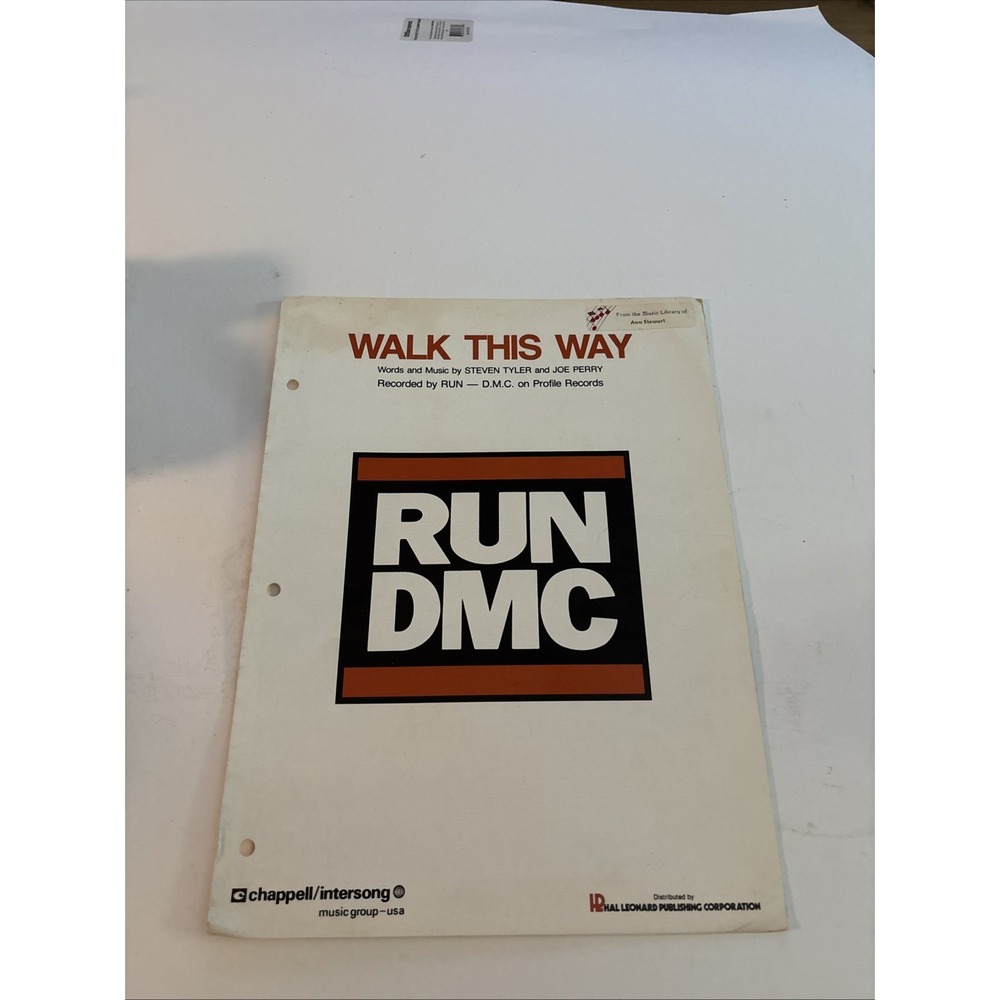 RUN DMC "Walk This Way" Sheet Music 1975 RARE‎ Piano Guitar Vocal